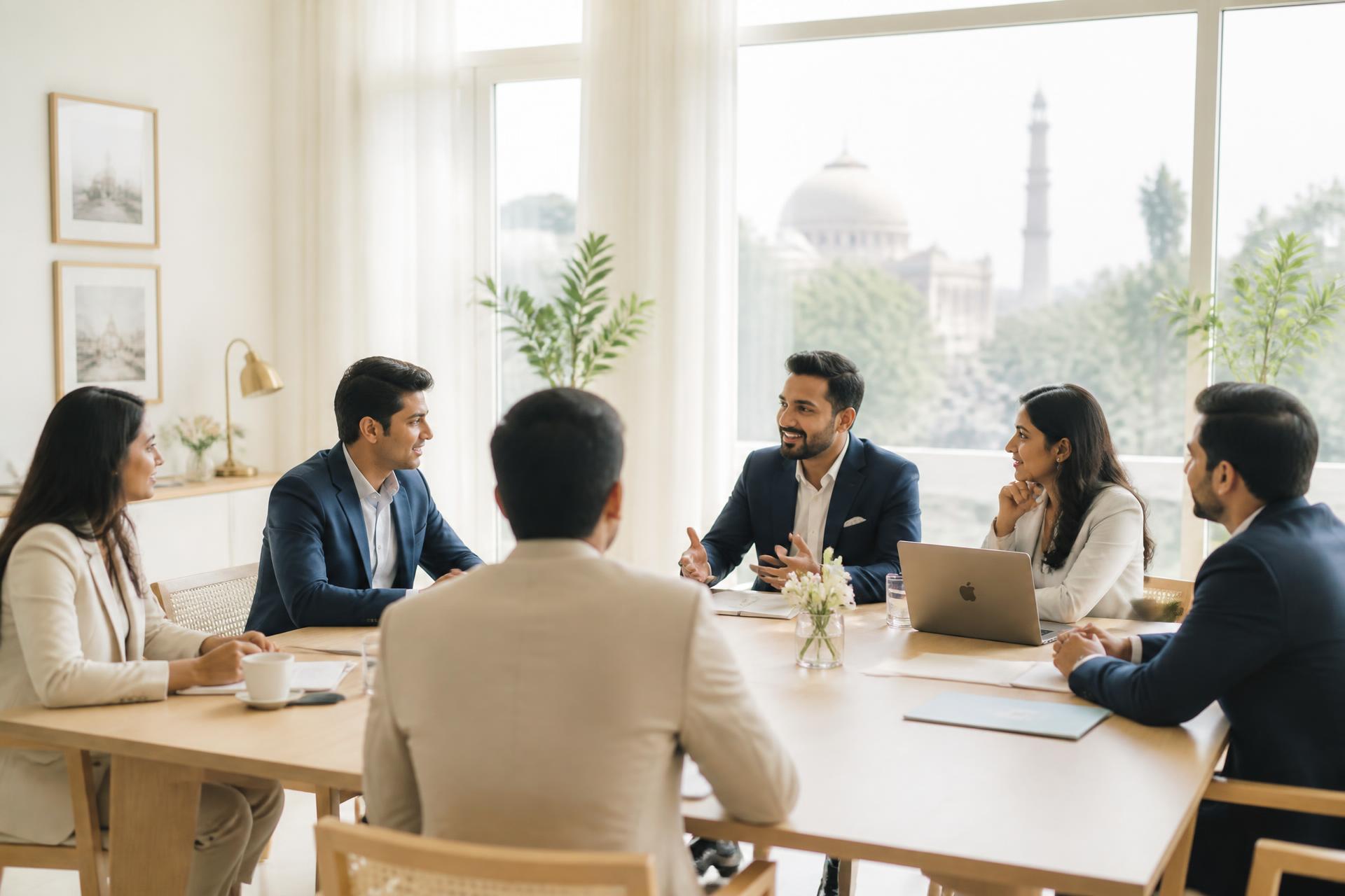 Business owners meeting at a Baaaz table in Delhi
